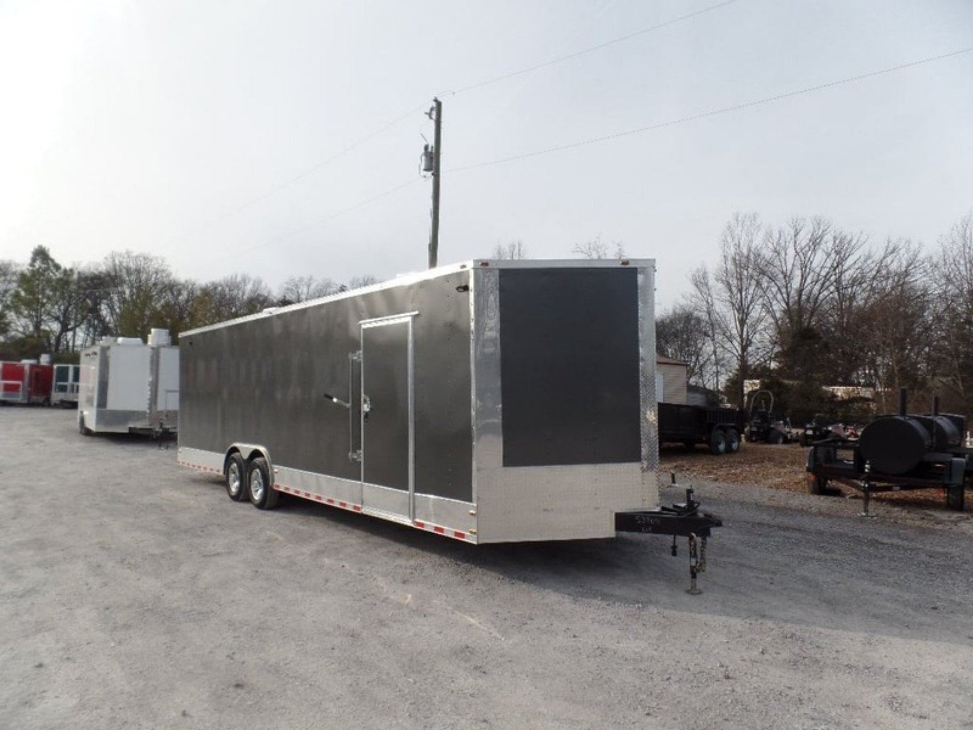 Enclosed 8.5×28 Med. Charcoal Equipment Trailer Storage Enclosed 8.5×28 Med. Charcoal Equipment Trailer Storage - Image 1