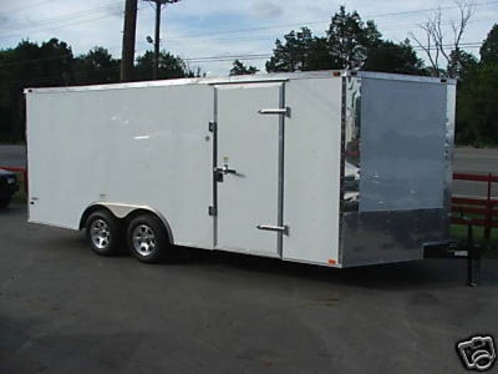 Enclosed Trailer 8.5′ X 18′ White – Motorcycle Car Equipment Hauler Storage Enclosed Trailer 8.5′ X 18′ White – Motorcycle Car Equipment Hauler Storage - Image 1