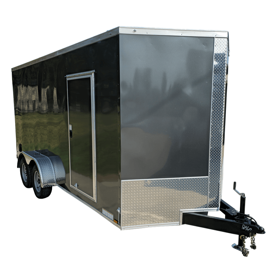 7×16 Charcoal V-Nose Enclosed Storage Trailer (2) 3,500lb Axles 7×16 Charcoal V-Nose Enclosed Storage Trailer (2) 3,500lb Axles - Image 1