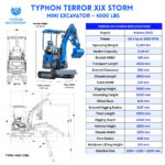 TYPHON TERROR XIX STORM Mini Excavator – 4000lbs Trench Digger with Boom Swing, Canopy, Retractable Tracks - Image 21